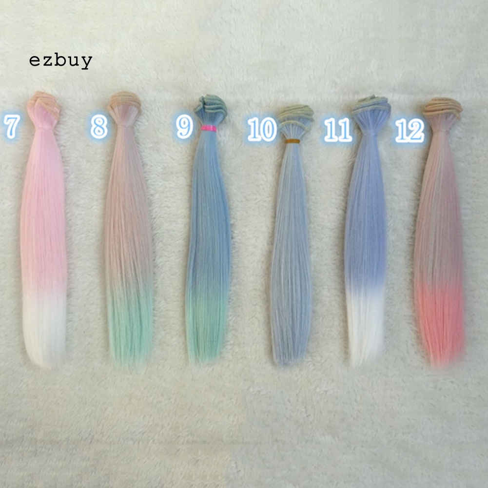 Tóc Giả Nối Dài Thẳng Bằng Sợi Tổng Hợp Màu Gradient Cho Búp Bê BJD DIY