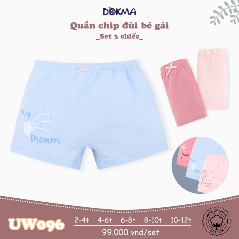 Set 3 quần chip đùi Dokma cho bé gái 2-12Y
