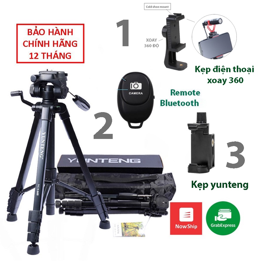 Chân Máy Ảnh Tripod YUNTENG VCT-668 cho DSLR, máy quay, điện thoại