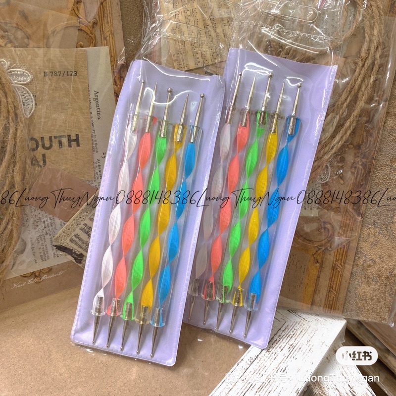 Set bút chấm bi dùng vẽ móng - bộ 5 cây