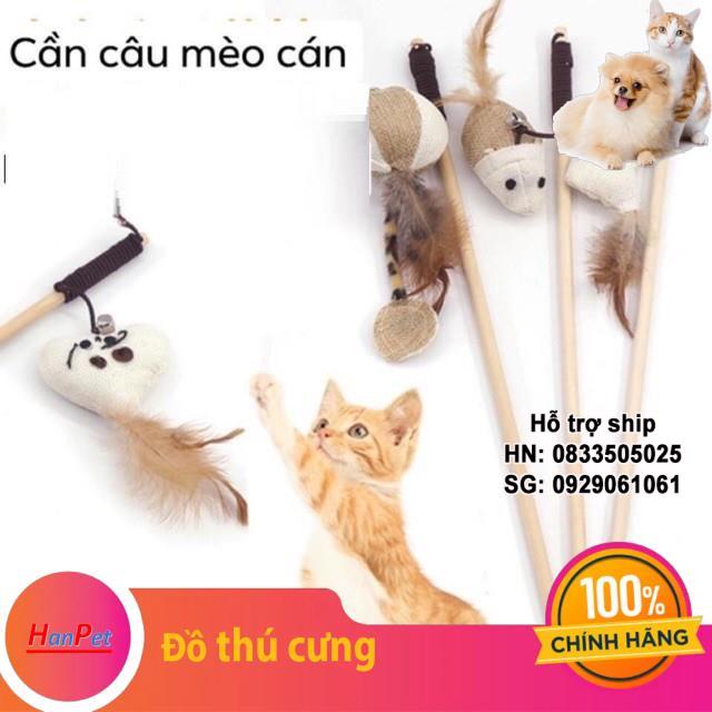 SP1213 - Cần câu mèo cao cấp (cán gỗ) đồ chơi cho mèo
