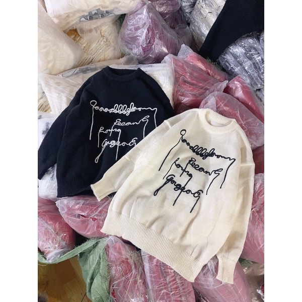 ÁO LEN FORM TO CHỮ THÊU TAY