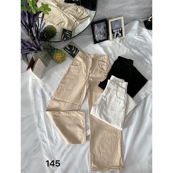 Quần Suông Rộng Kaki Nữ Bigsize Lưng Cao Ống Rộng Phối Kiểu Chất Đẹp Ms145