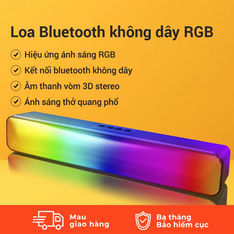 Loa Bluetooth Không Dây Soundbar RGB Âm Thanh Vòm 3D Phiên Bản Đặc Biệt Dùng Cho Máy Tính Vi Tính, Có Đèn LED.