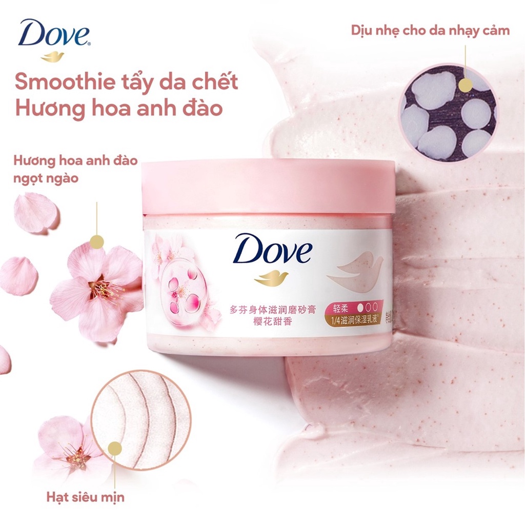 Tẩy Tế Bào Chết Dưỡng Ẩm, Sáng Mịn Toàn Thân DOVE Moisturizing Body Scrub (298g/50g)