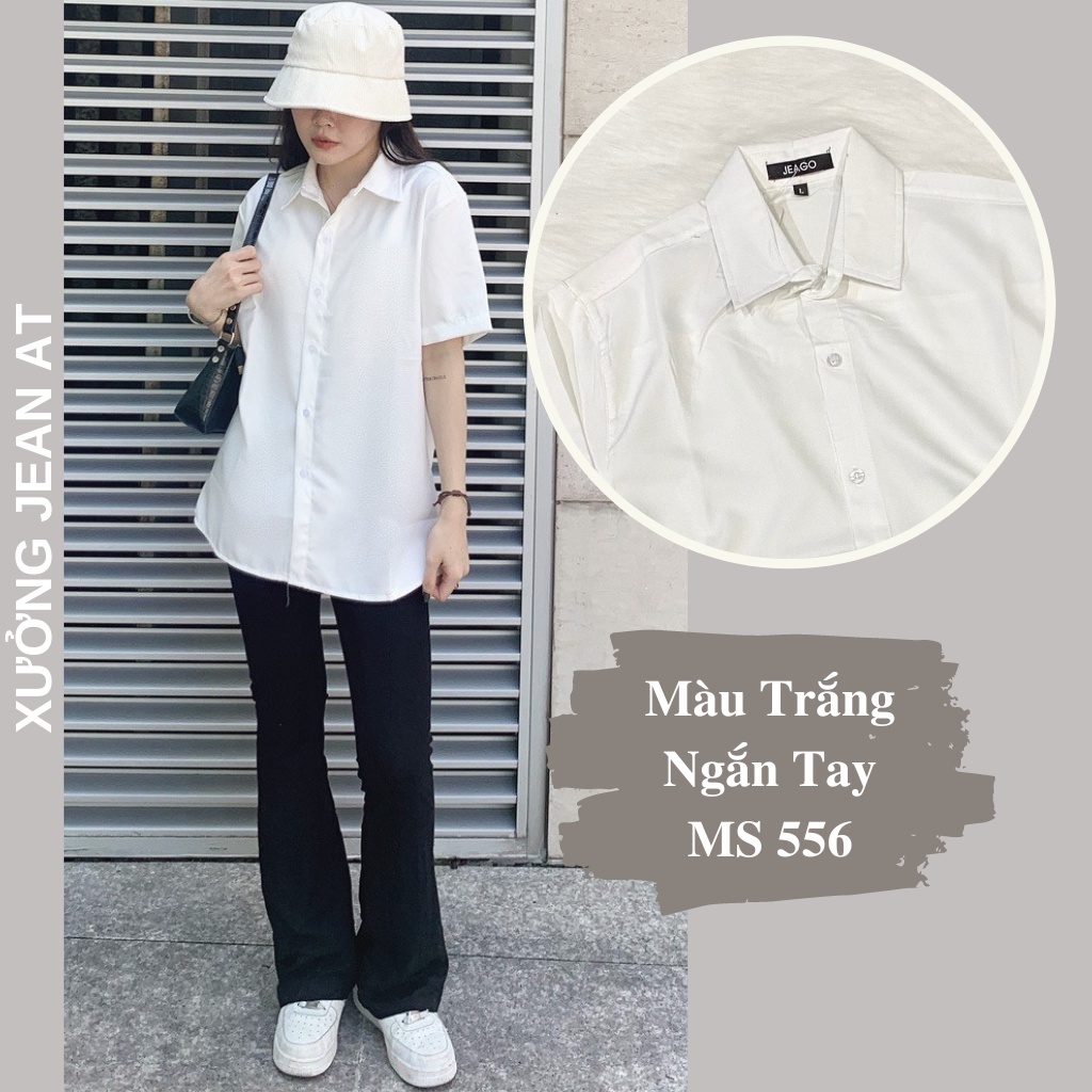 Áo Sơ Mi Nữ Form Rộng Ngắn Tay Trắng Và Đen Chất Cotton Lụa Hàn Unisex Đi Học, Đi Làm, Văn Phòng, Công sở Cực Xinh 556 | BigBuy360 - bigbuy360.vn