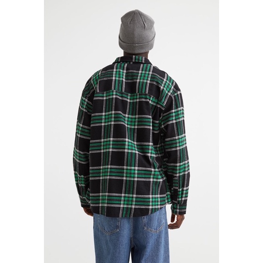 Áo sơ mi nam dài tay flannel kẻ caro thời trang của H&M - Nhật