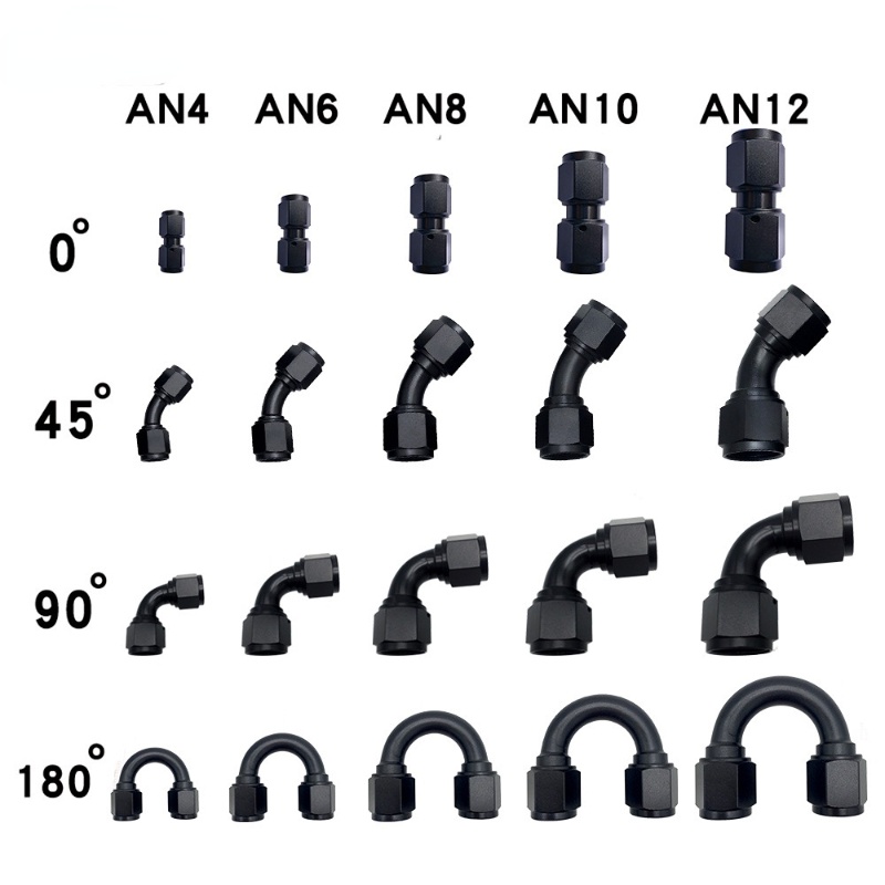 Đầu Nối Ống Dẫn Nhiên Liệu Thủy Lực AN4 6 8 10 12 Female Sang AN4 6 8 10 12 Female 0 45 90 180 Độ Bằng Nhôm Cho Xe Hơi