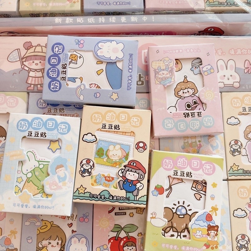 Hộp 24 tờ sticker mini siêu nhiều hình dễ thương trang trí sổ tay , máy tính, điện thoại, tủ lạnh, bàn học..