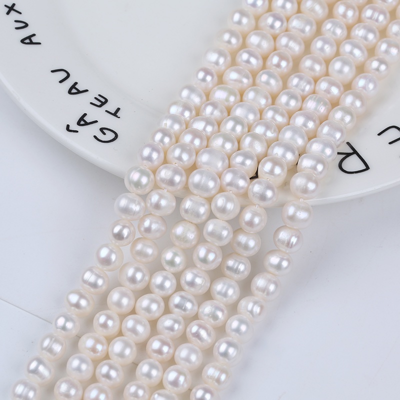 Chuỗi Hạt Ngọc Trai Tự Nhiên 7-8mm Màu Trắng Dùng Làm Trang Sức Thủ Công
