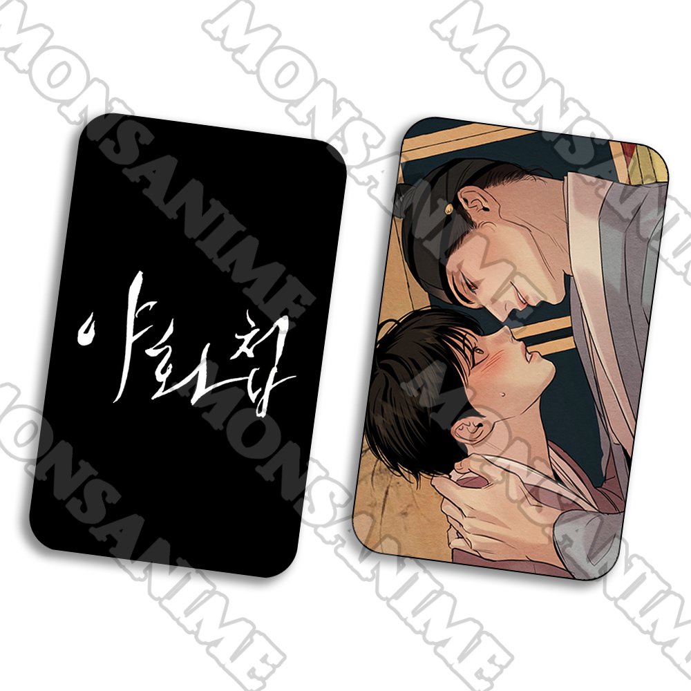 Ảnh card bo góc in hình DẠ KÝ ver CHỮ TRẮNG NỀN ĐEN BL manhua thẻ bo viền 5*8cm anime chibi 1 tấm