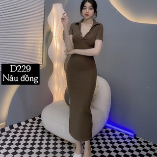 D229 - Đầm body cổ sơ mi basic