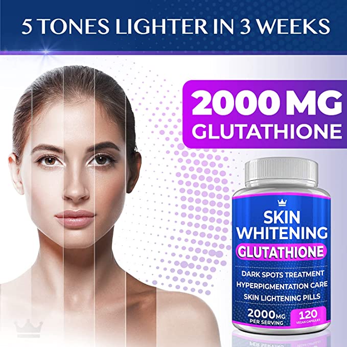 Skin Whitening Glutathione 2000mg - Viên uống làm sáng da, giảm thâm nám, chống lão hóa hiệu quả 120 viên