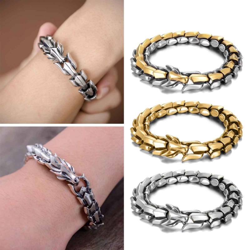 Vòng Tay Hợp Kim Hình Đầu Rồng Phong Cách Bắc Âu