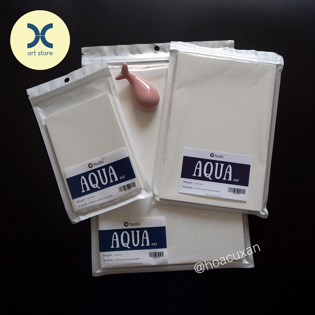 Tệp giấy vẽ màu nước Nabii Aqua Fat Cold Press 300gsm có đủ size (16 tờ/tệp)