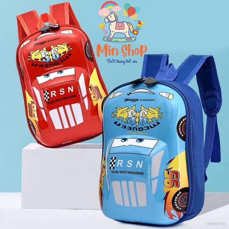 Balo trẻ em, cặp sách đi học mẫu giáo mầm non balo ô tô cho bé trai bé gái chống nước Min shop Kids mẫu mới 2022