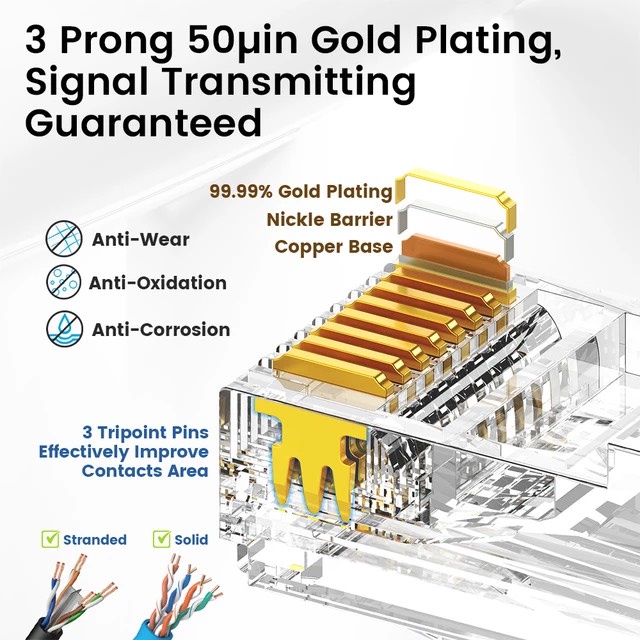 Đầu bấm mạng, hạt mạng cat5, cat6, cat6A, cat7 thường và xuyên thấu AMP Commscope
