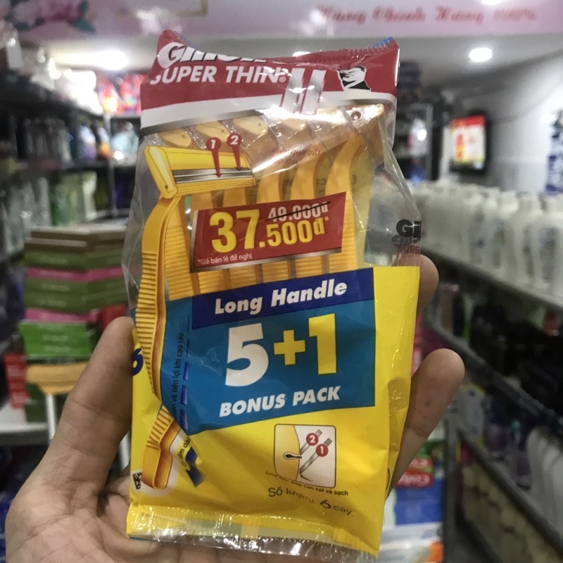 Dao cạo râu Gillette Super Thin Long Handle 5+1