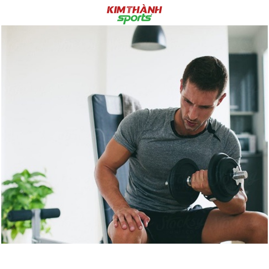 Bộ tạ tay điều chỉnh 20kg tháo lắp linh hoạt đòn tạ mạ kẽm loại 1 bánh tạ gang sơn cao cấp - KIMTHANH SPORT