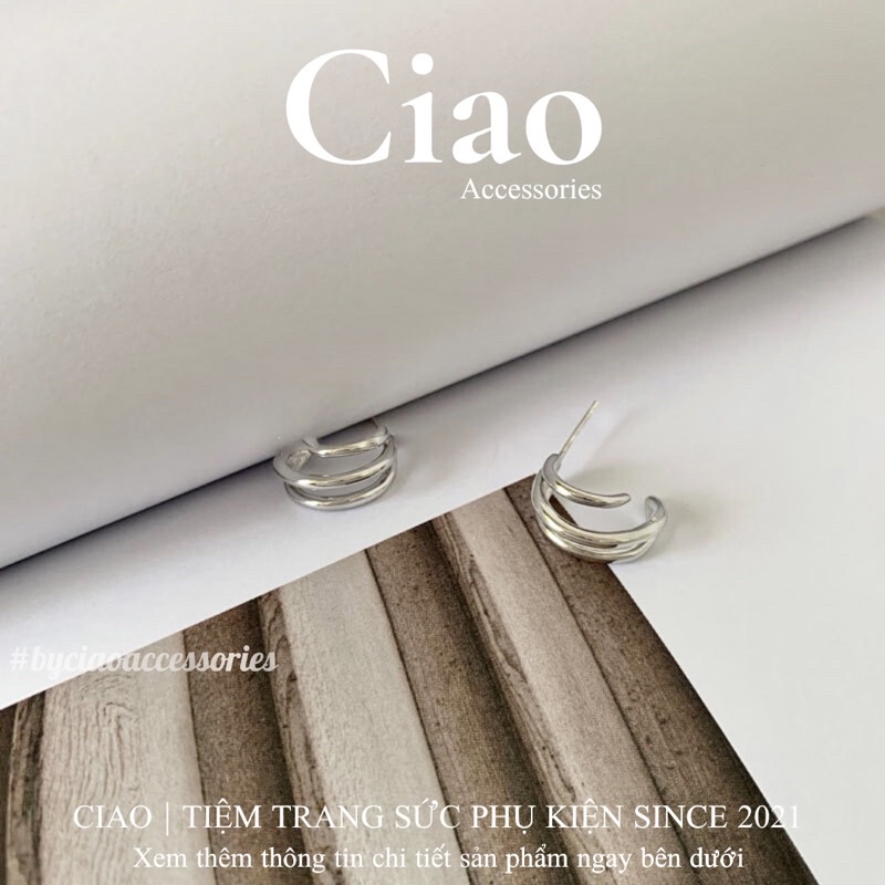 [HOẢ TỐC 1H] Khuyên tai/ Bông tai mạ bạc S925 thiết kế đơn giản tinh tế Ople Ciao