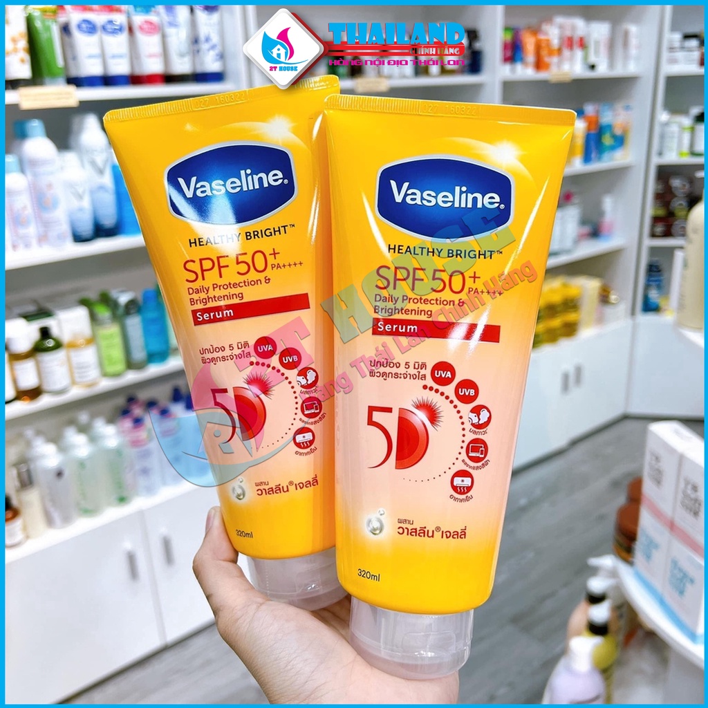 Kem Dưỡng Thể Trắng Da Chống Nắng Vaseline 50X Spf 50+ Pa++++ 5 In 1 Thái Lan Chính Hãng 320ml, 2T House Shop