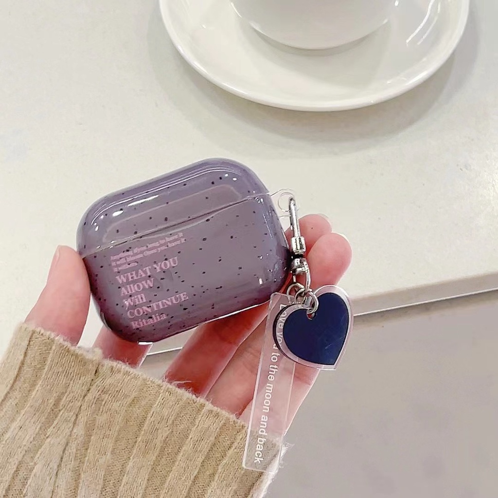 Vỏ Bảo Vệ Hộp Sạc Tai Nghe AirPods Pro2 2022 AirPods 1 2 3 Pro Có Dây Đeo Màu Xám Tím