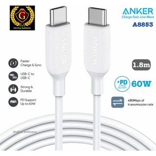 Cáp sạc nhanh ANKER 541 Powerline III C to C PD 60W 480Mbps - Mã hàng A8852 0.9m / A8853 1.8m
