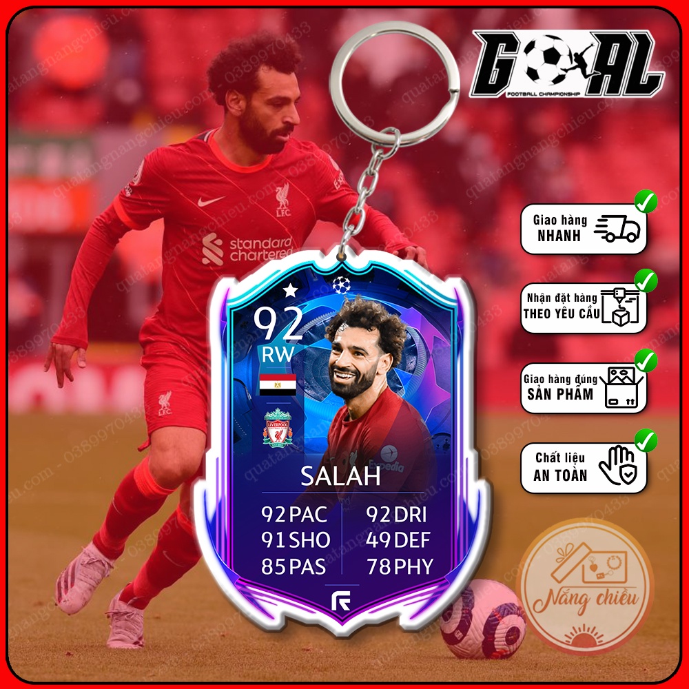 Móc khóa cầu thủ cao cấp Mohamed Salah-phụ kiện treo balo thẻ bóng đá đẹp yêu thích nhất 2023-CLB Liverpool[4325-4336]