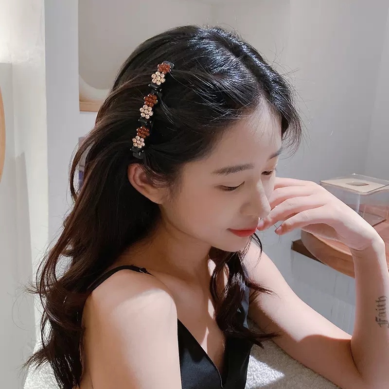 Kẹp Tóc Hình Hoa Nhỏ Đính Đá Lấp Lánh Hai Lớp Thanh Lịch Cho Nữ