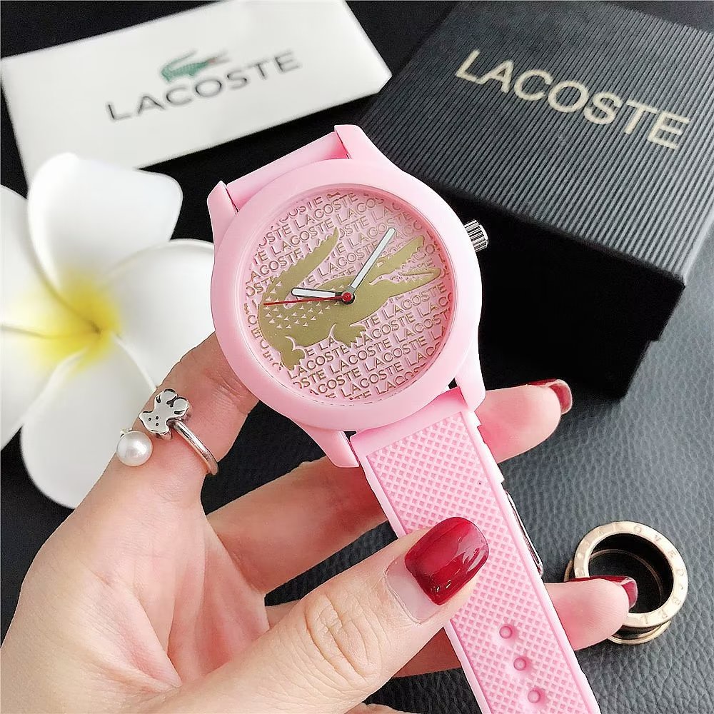 Đồng Hồ Đeo Tay Lacoste Mặt Tròn Đính Kim Cương Dây Da Dành Cho Cặp Đôi