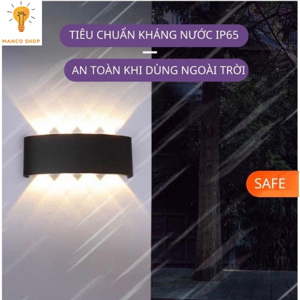Đèn hắt tường 2 đầu trang trí gắn treo tường cầu thang ban công 2 4 6 8 10 tia kháng nước ip 65 Manco | BigBuy360 - bigbuy360.vn