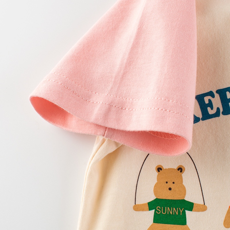 [THOMAS KIDS] Áo Thun Cotton Tay Ngắn In Hình Gấu Hoạt Hình Dễ Thương Thời Trang Mùa Hè Cho Bé 2-8 Tuổi