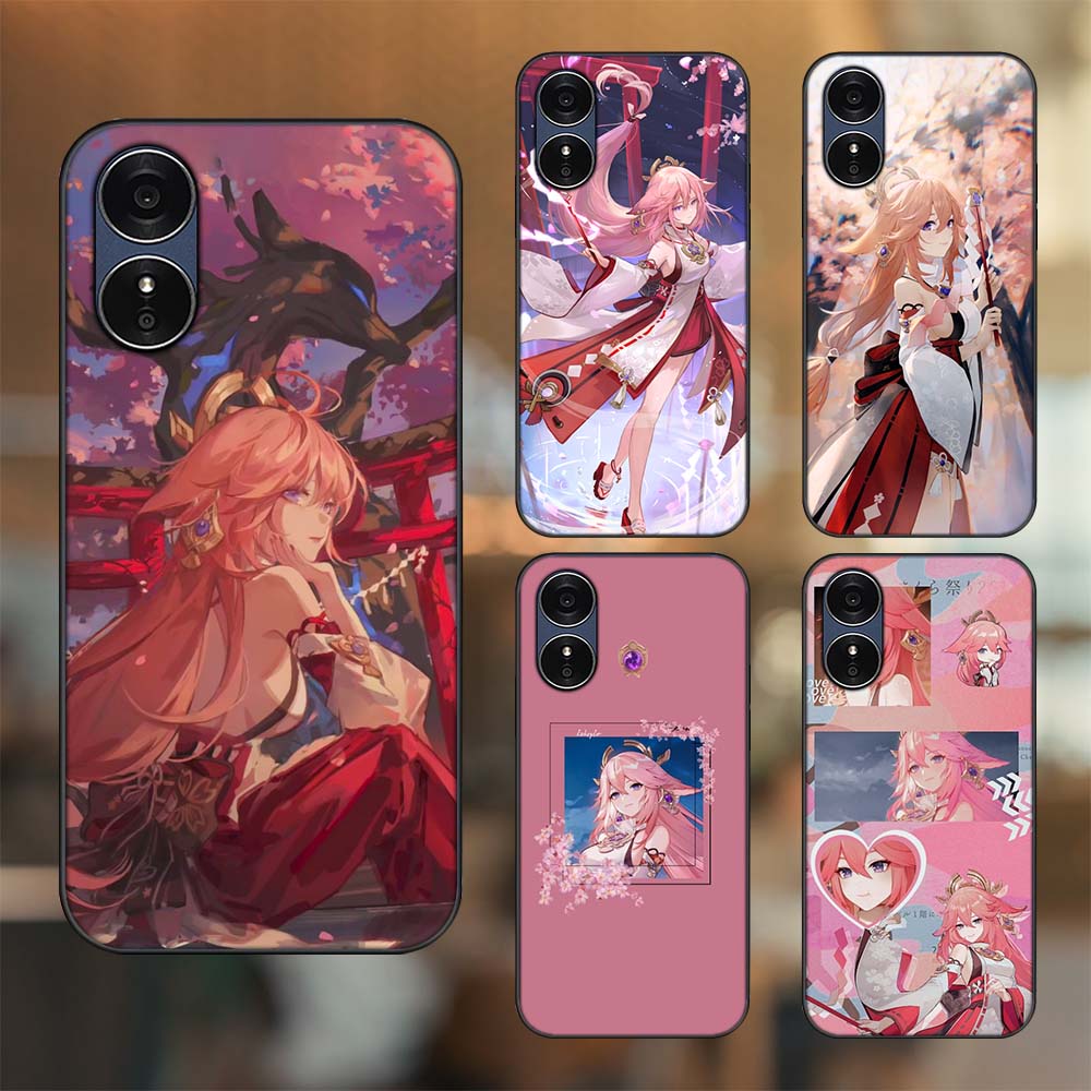 Ốp lưng Oppo A17 viền đen in hình Yae Miko Genshin Impact