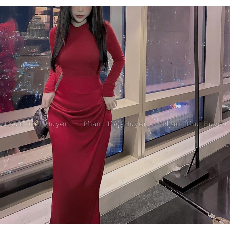 Đầm xẻ nhún eo