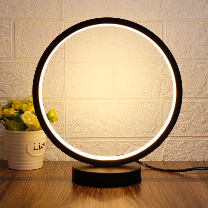 Đèn led vòng tròn làm đèn ngủ và trang trí nhà cực sang chảnh - Đế tròn dây nguồn USB + công tắc