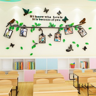 Xanh Lá Khung Ảnh Dán Tường Acrylic 3D Dán Tường Giấy Dán Tường Ba Chiều Tự Dính Phòng Ngủ Trang Trí Phòng Khách Mẫu Giáo Bố Trí Dán Tường