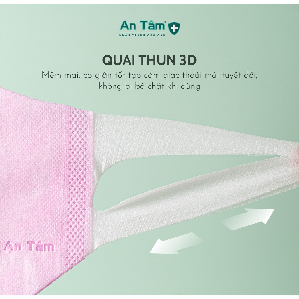 Combo 3 hộp khẩu trang y tế 3D Nhật Bản 3 lớp Giấy kháng khuẩn & Vải không dệt - Chính Hãng AN TÂM - Hộp 50 cái