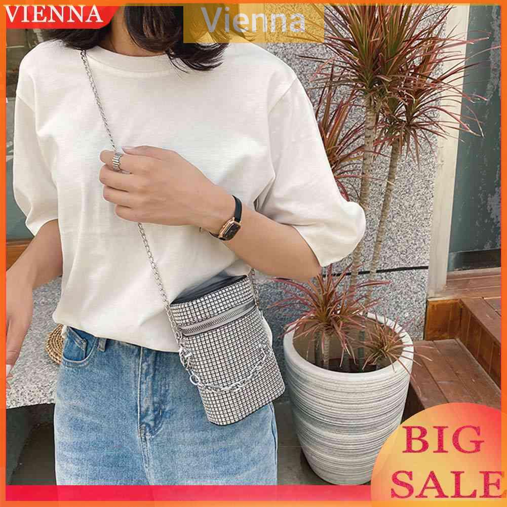 Túi Xách Bucket Đính Đá Lấp Lánh Thiết Kế Hợp Thời Trang Cho Phái Nữ (Màu Đen)