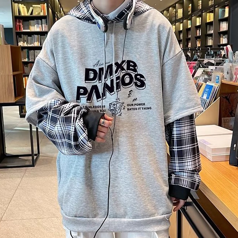 Áo Hoodie Giả 2 Lớp In Chữ Phong Cách Hàn Quốc Chất Lượng Cao Cho Nam