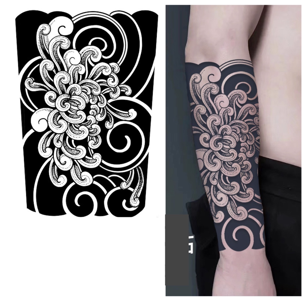 Hình xăm dán ma thuật 24h mới lên hình full bắp 17x24cm, Thời gian lưu hình trên da lên đến 20 ngày.