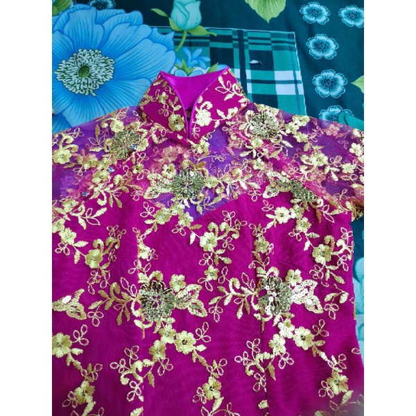 THANH LÝ SÉT ÁO DÀI REN HỒNG SEN