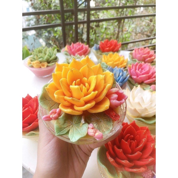 Nến bơ 1 hoa nở - Nến organic - Nến thủ công không khói