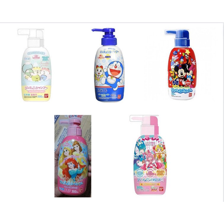 バンダイ リンスインポンプシャンプー Sữa tắm gội Bandai 300ml cho bé ( Sumikko, Doraemon, Công chúa, Thủy thủ mặt trăng, Mickey)