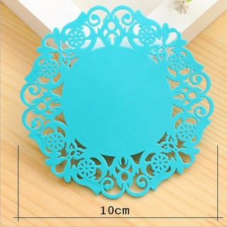 COMBO 10 LÓT LY HOA VĂN KT 9CM, Lót Ly in Hoa Văn trơn sillicon / Đế lót ly chống trơn trượt hình tròn
