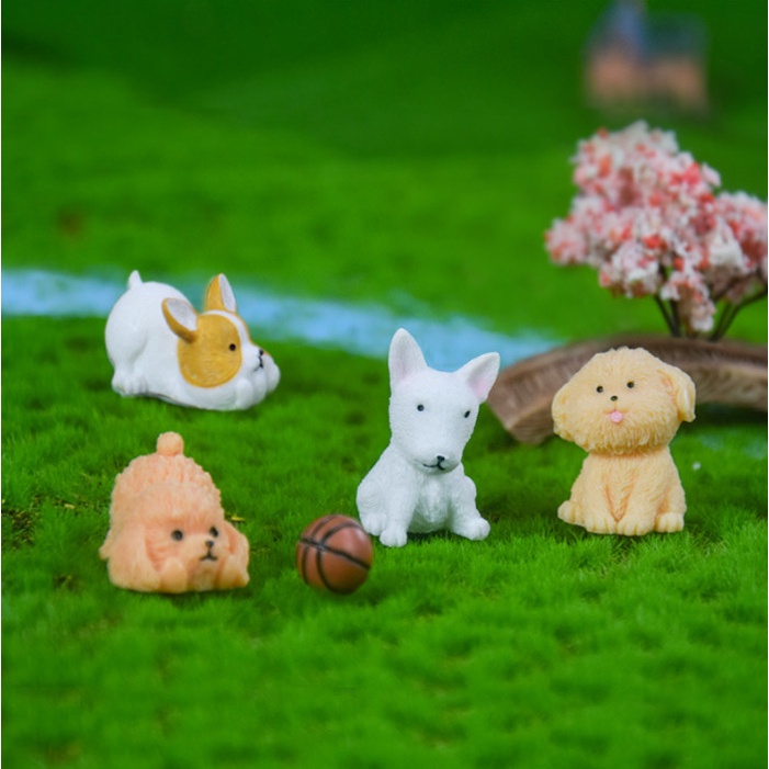 Tượng chó dễ thương trang trí tiểu cảnh terraium, decor chậu cây