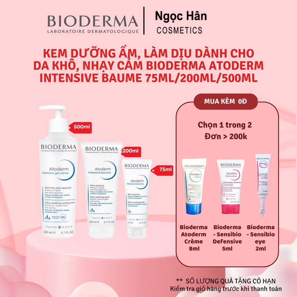 Kem dưỡng ẩm, làm dịu dành cho da khô, nhạy cảm Bioderma Atoderm Intensive Baume 75ml/200ml/500ml - Ngochan Cosmetics