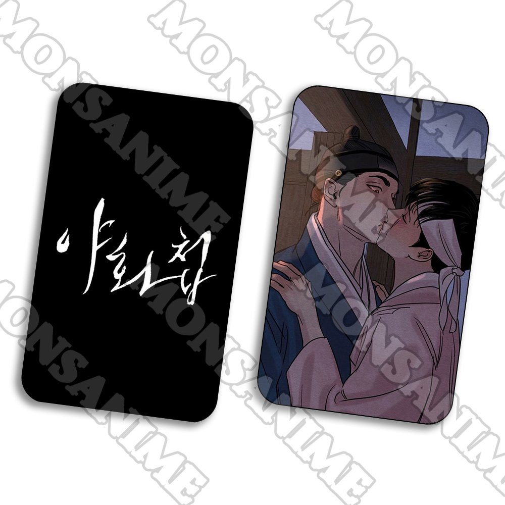 Ảnh card bo góc in hình DẠ KÝ ver CHỮ TRẮNG NỀN ĐEN BL manhua thẻ bo viền 5*8cm anime chibi 1 tấm