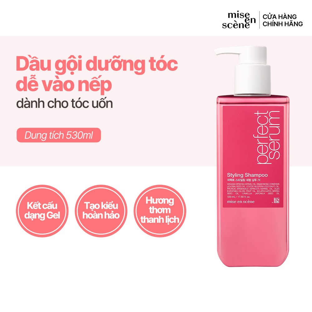 Dầu gội mise en scene Perfect Serum Styling Shampoo 530ml dưỡng tóc, vào  nếp cho tóc uốn | Shopee Việt Nam