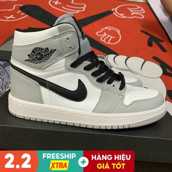Giày Jordan Cổ Cao Nam Nữ, Giày JD1 Jordan Xám Đen Thời Trang Nam Nữ