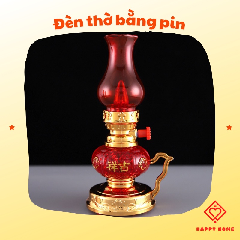 Đèn để bàn thờ chạy bằng pin - đèn dầu thờ vĩnh cửu | Happy Home Hcm